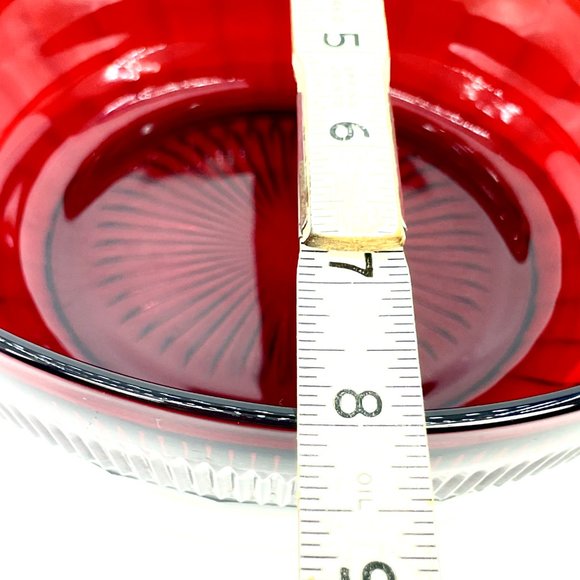 Anchor Hocking Coronation Ruby Red Depression Glass Serving Bowl w Handles 9.5” - Picture 8 of 9